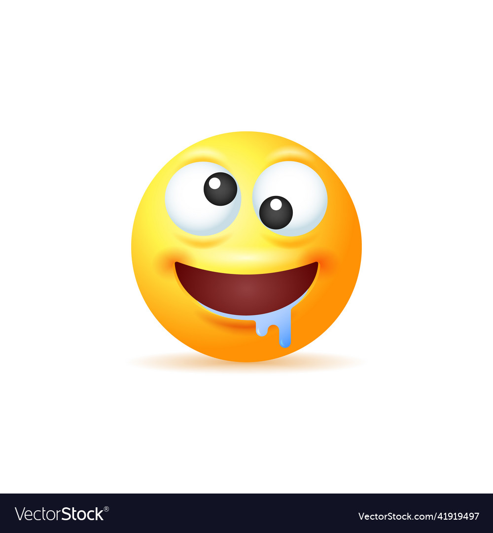 Crazy yellow emoji with salivation isolated Vector Image