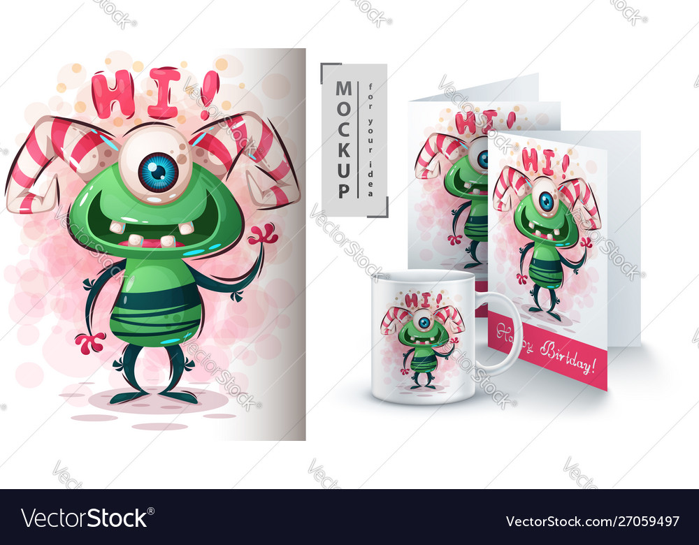 Download Cute Monster Mockup For Your Idea Royalty Free Vector