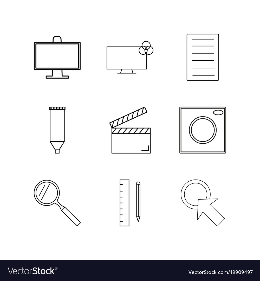 Design elements linear icon set simple outline