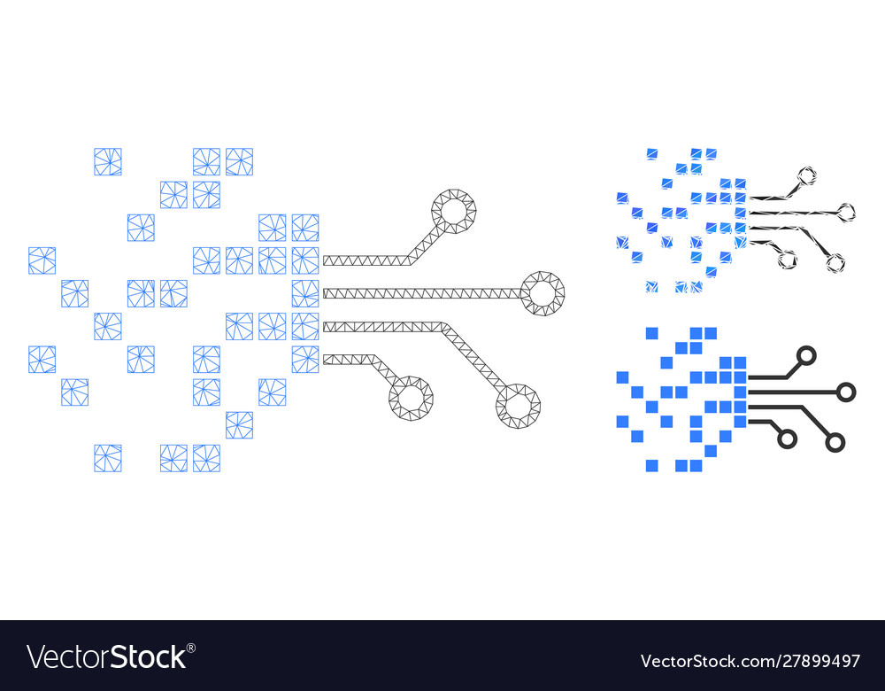 Digital circuit transformation mesh carcass vector image Digital circuit transformation mesh carcass