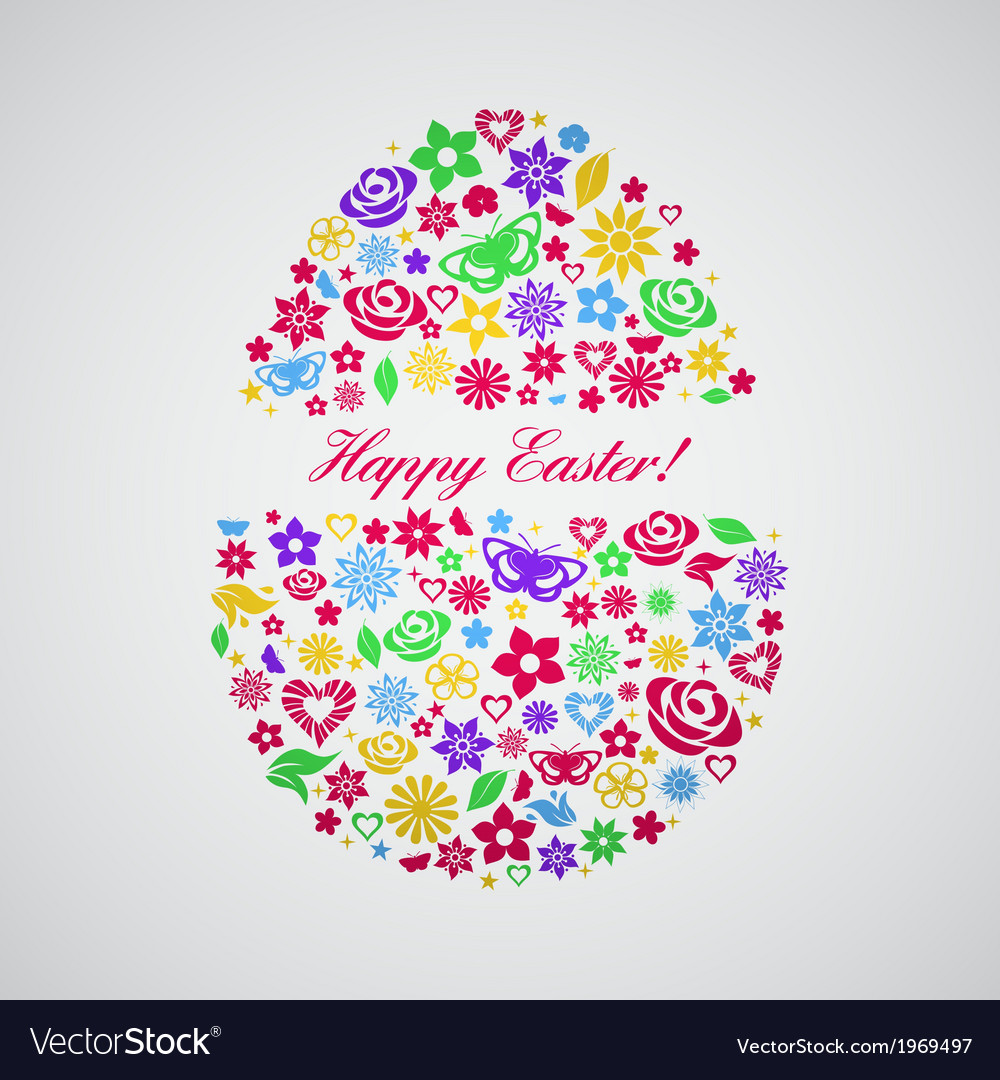 Easter Egg Consisting Of Multicolored Flowers Vector Image