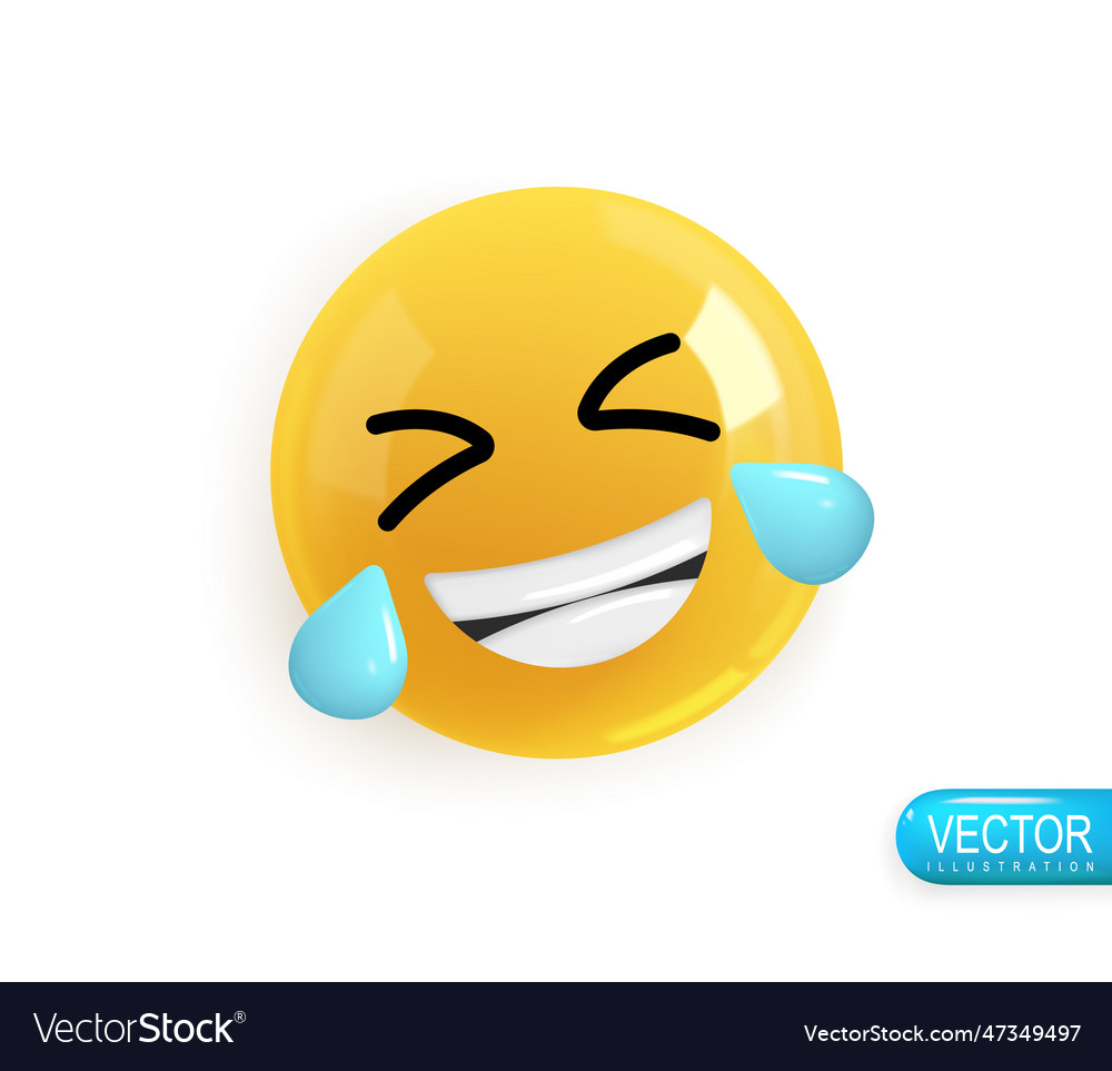 Emoji face realistic 3d design emoticon yellow Vector Image