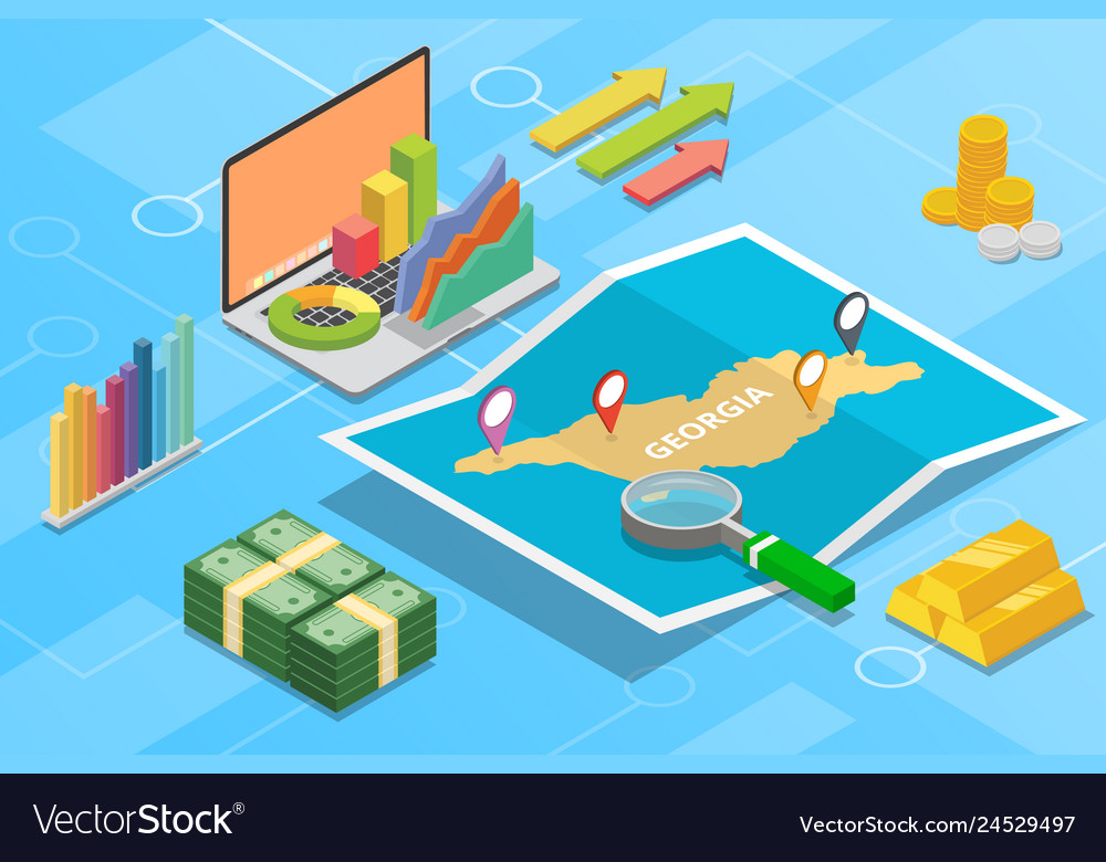 Georgia Isometric Business Economy Growth Country Vector Image