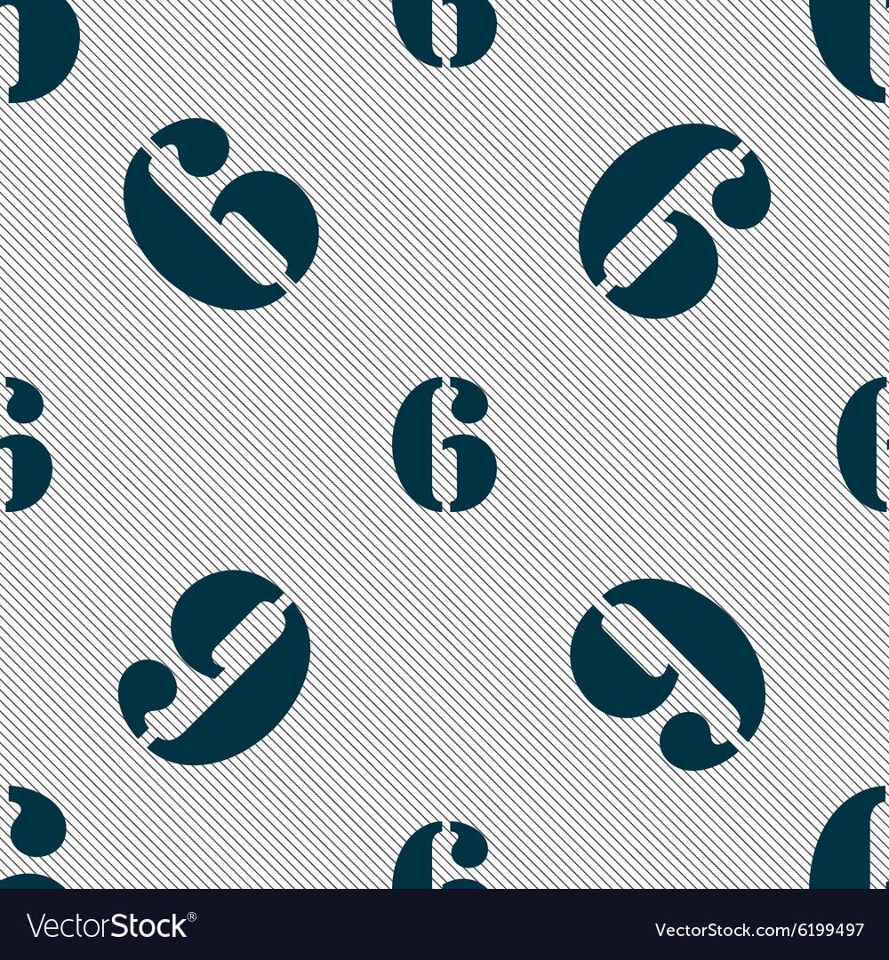 Number six icon sign seamless pattern