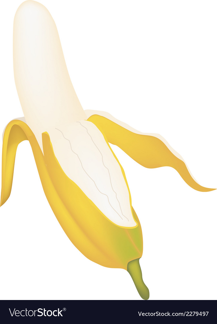 Open ripe asian banana on white background