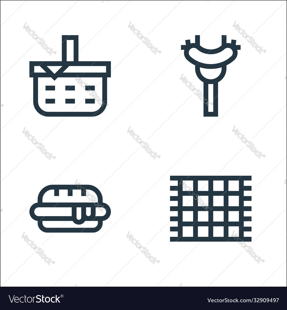 Picnic line icons linear set quality