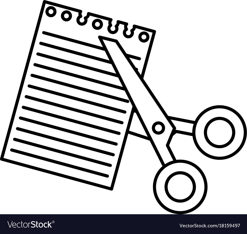 Scissors cut with notebook sheet