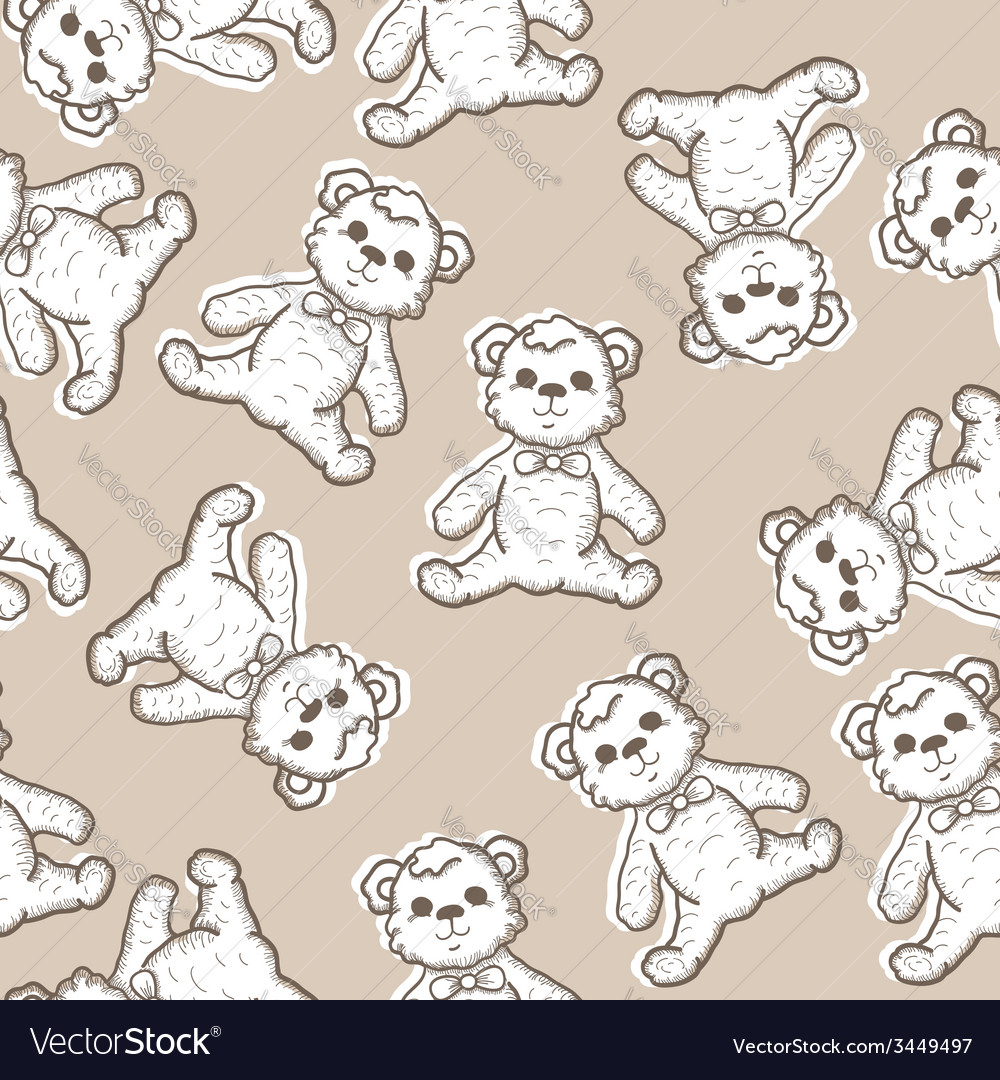 Seamless baby background with teddy bear Vector Image