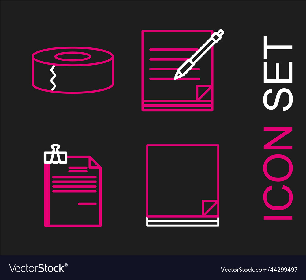 Set line file document and binder clip blank vector image Set line file document and binder clip blank
