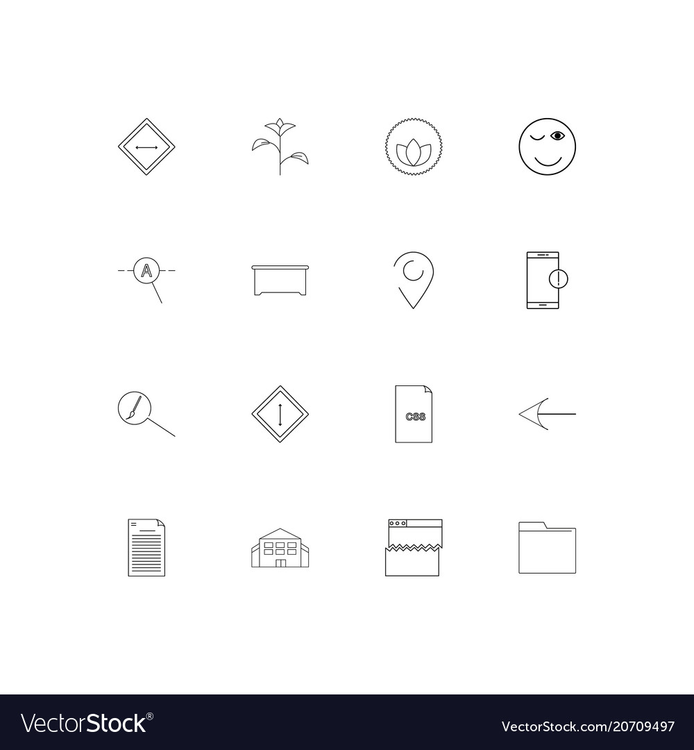 Signs and symbols simple linear icons set