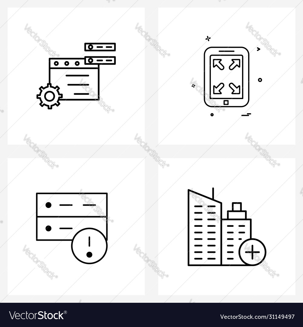 Simple set 4 line icons such as website