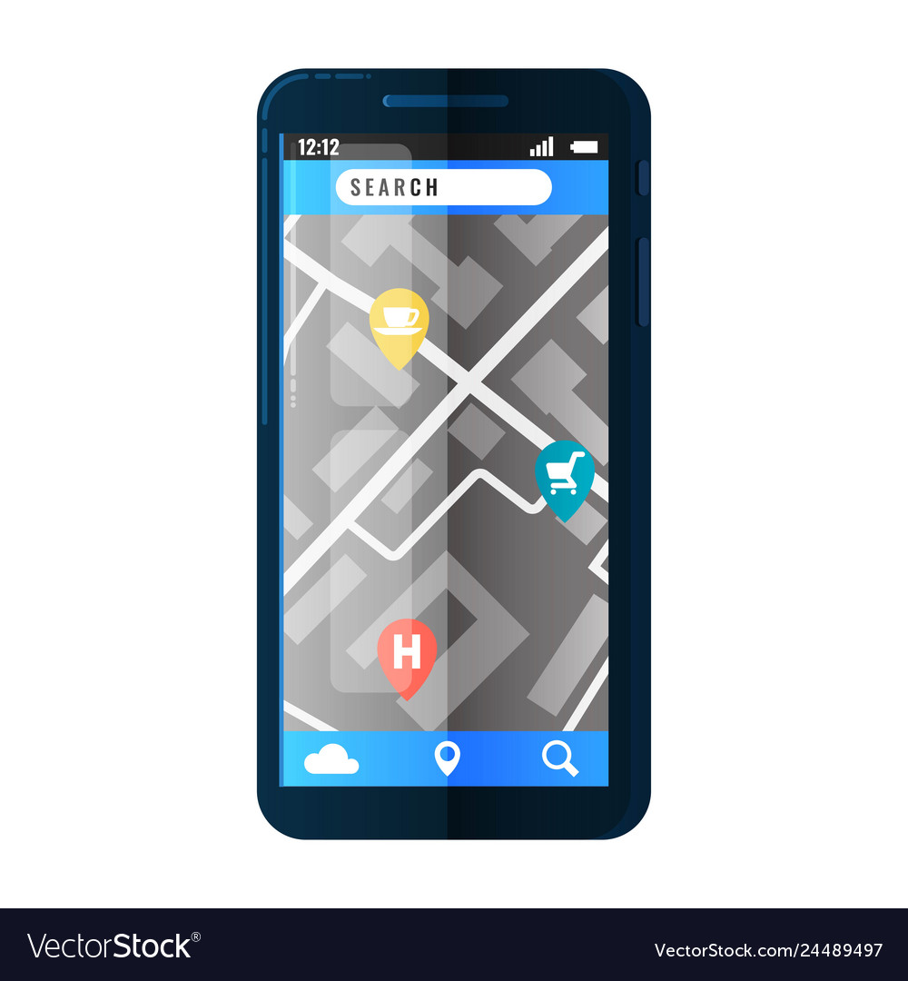 Smartphone with map on screentrendy infographic