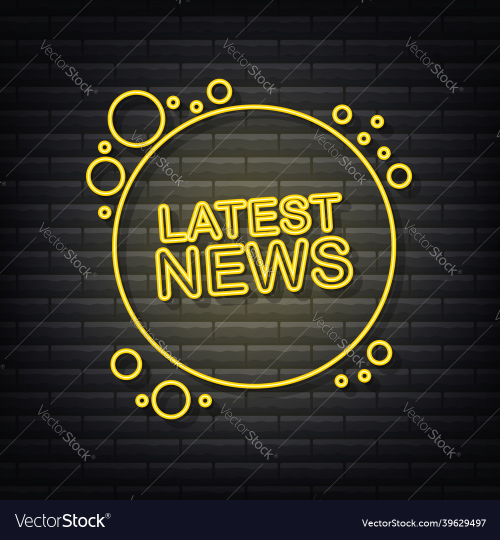 Speech bubble label with latest news neon icon