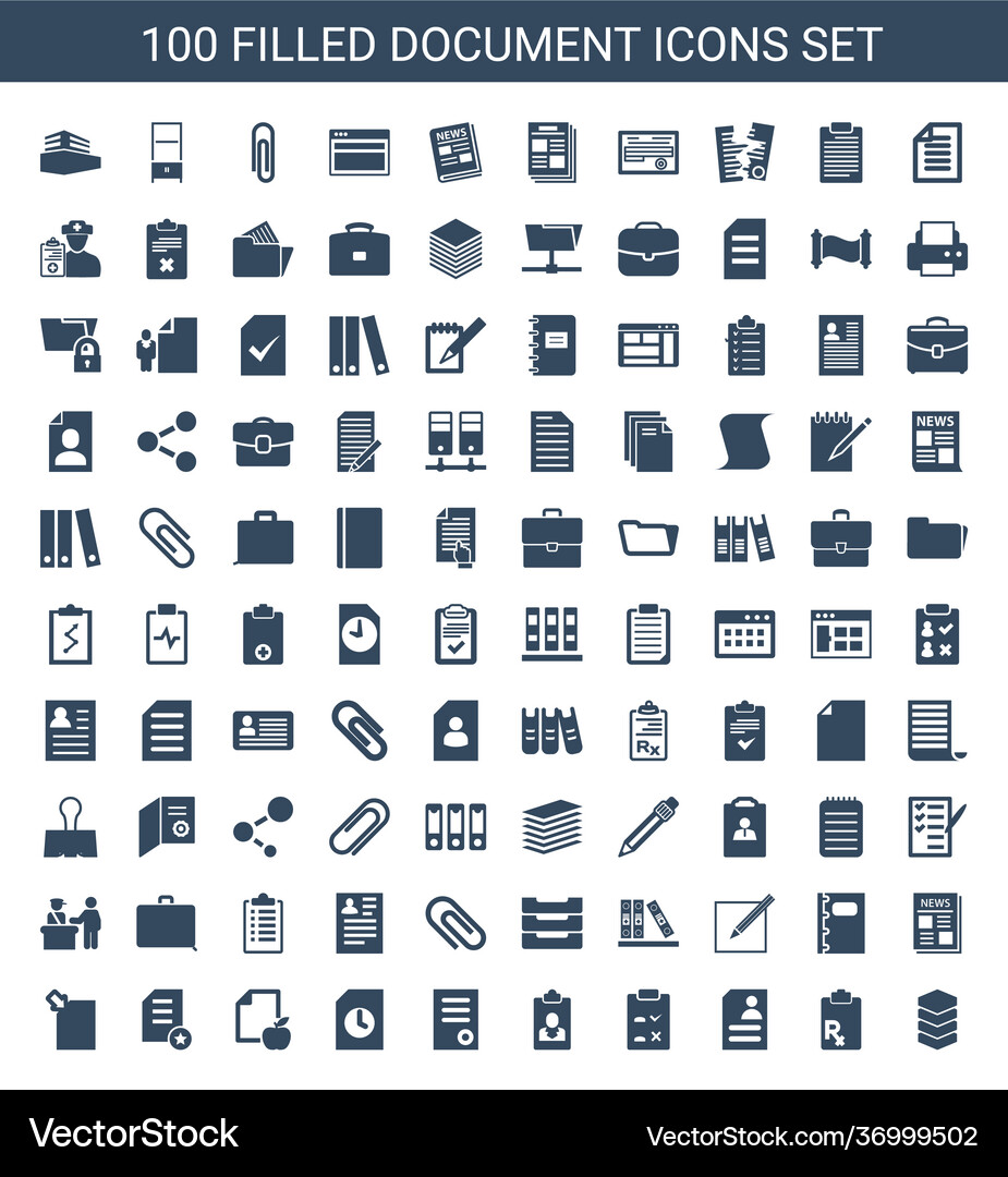 100 document icons Royalty Free Vector Image - VectorStock
