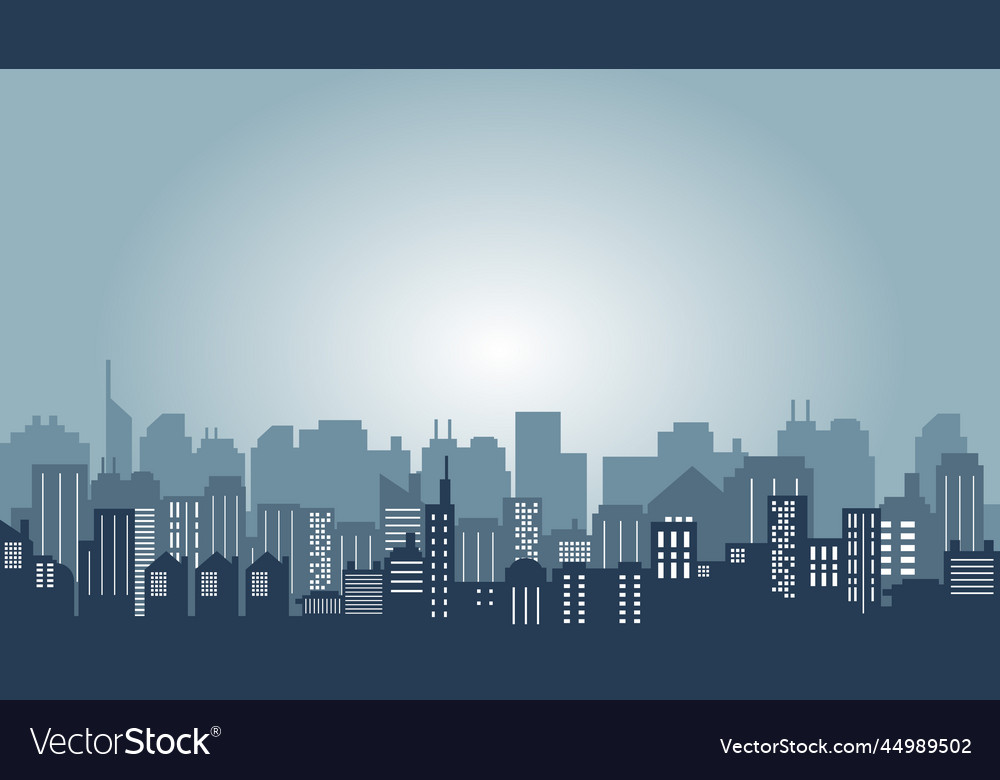 City silhouette with many buildings and big Vector Image