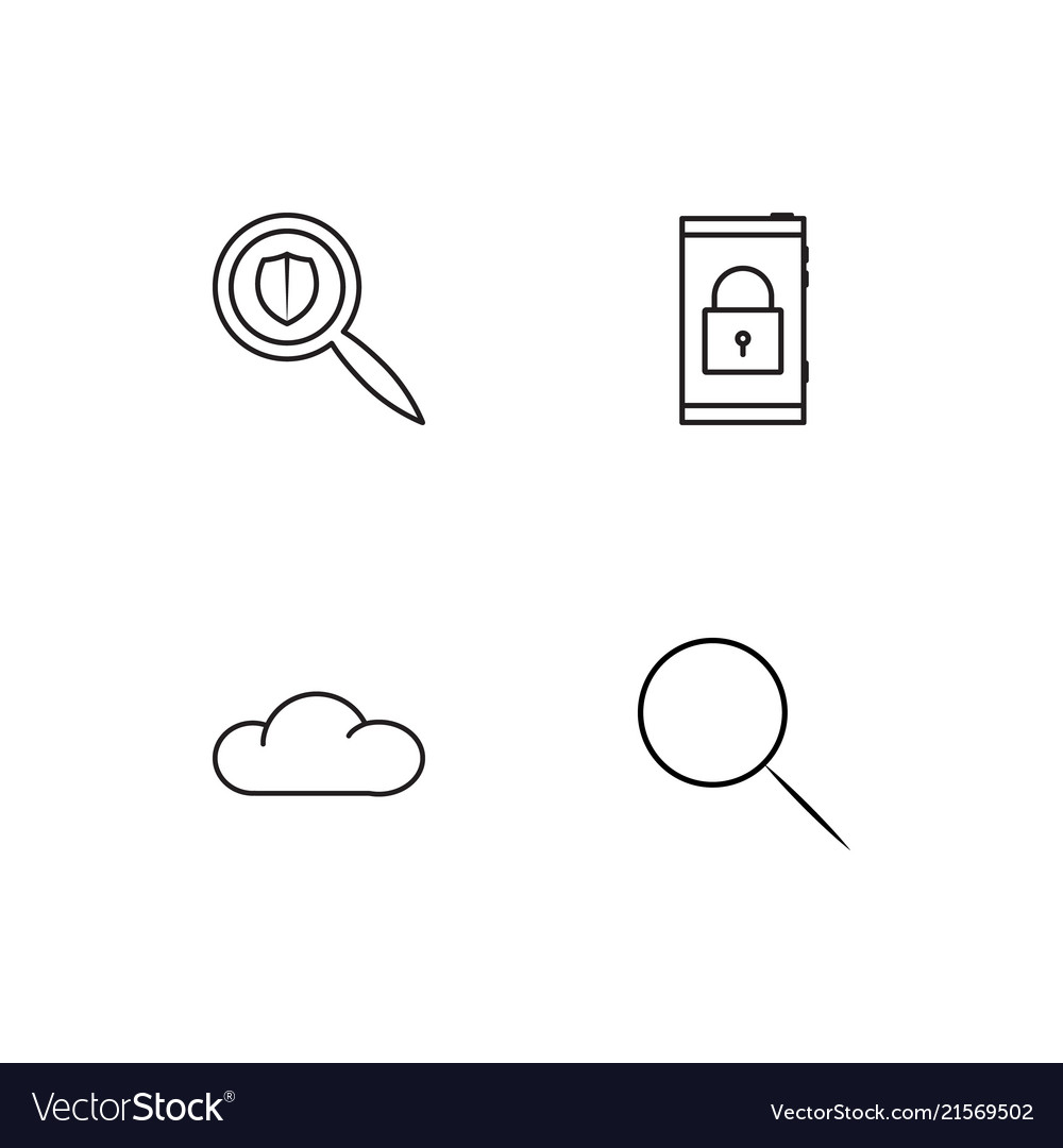 Cyber security linear icons set simple outline