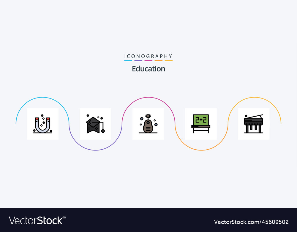 Education line filled flat 5 icon pack including