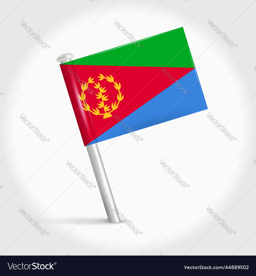 Eritrea map pin flag 3d realistic vector image Eritrea map pin flag 3d realistic