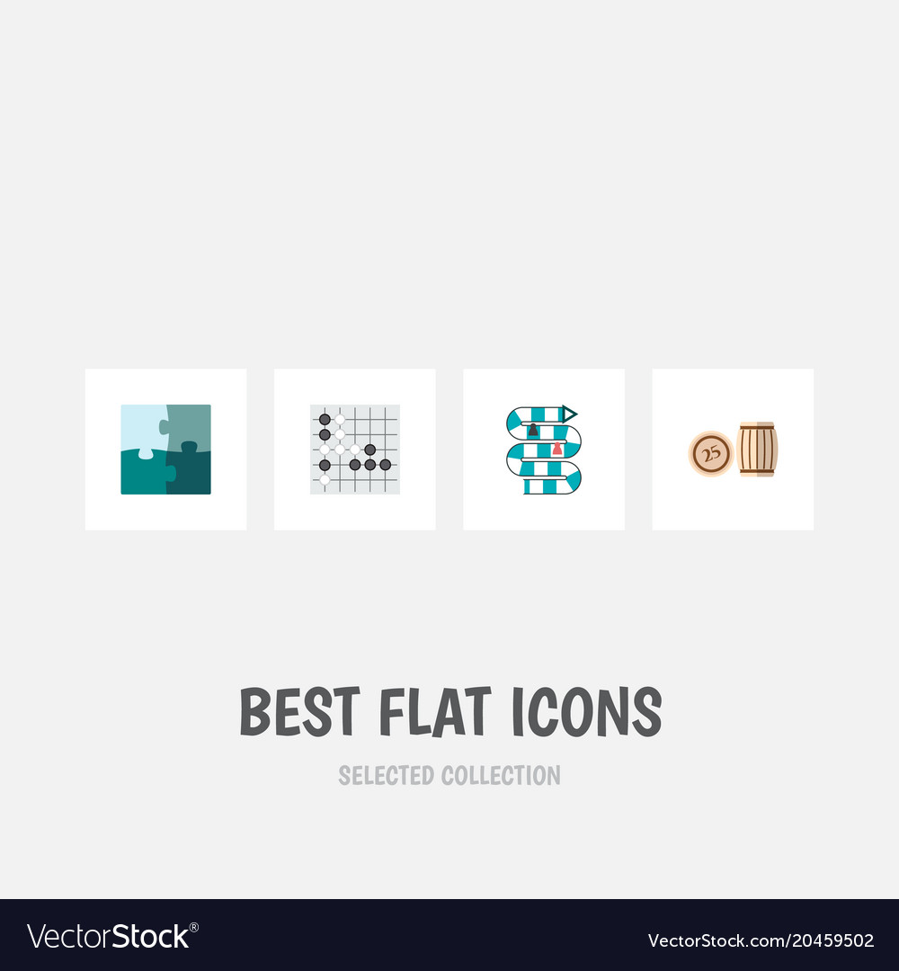 Icon flat entertainment set of puzzle table game