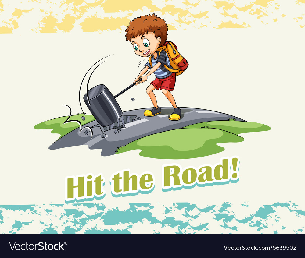 idiom-hit-the-road-royalty-free-vector-image-vectorstock