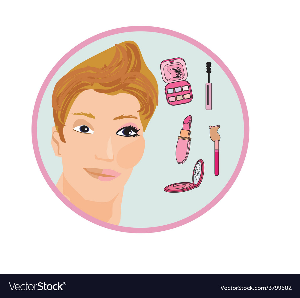 Makeup man like a woman Royalty Free Vector Image