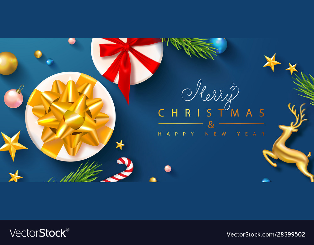 Merry christmas and happy new year banner template