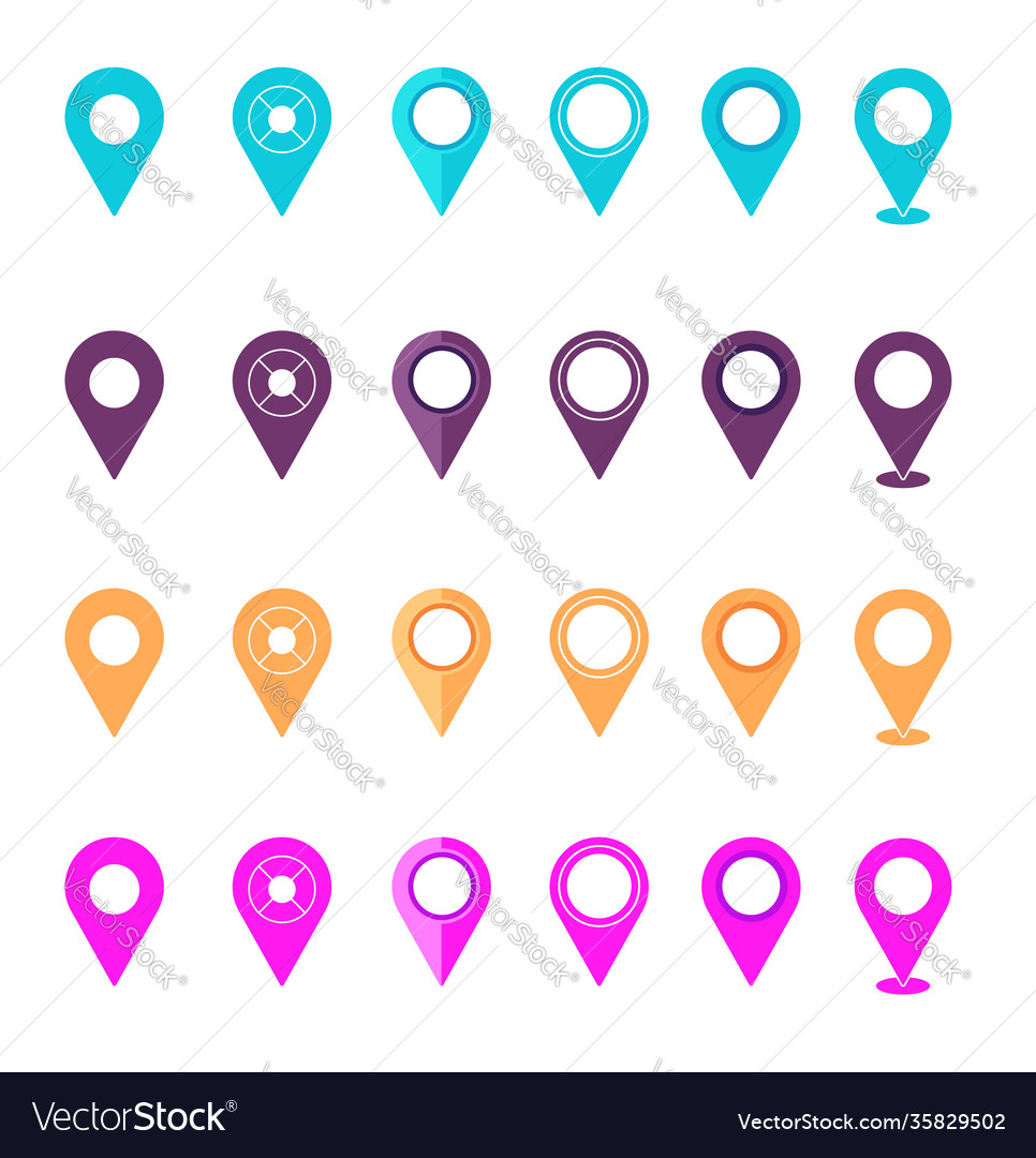 Pins for map internet location symbol navigation vector image Pins for map internet location symbol navigation