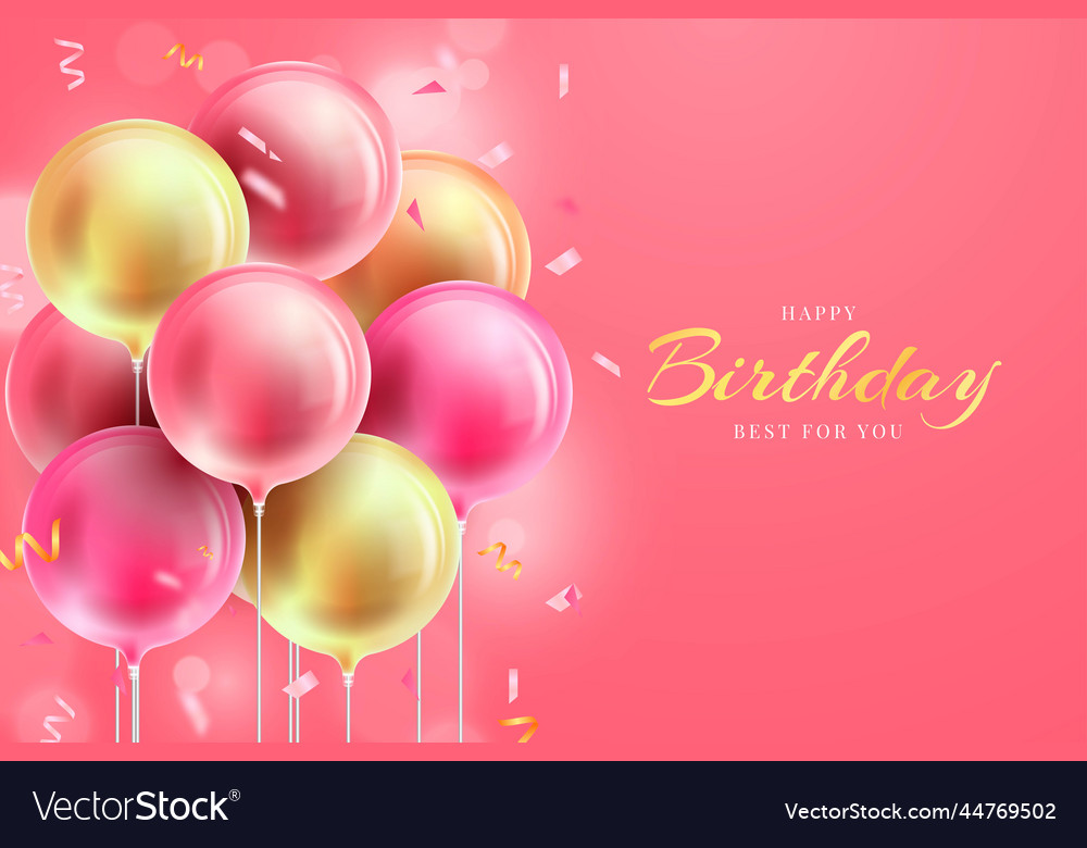 Realistic birthday background with balloons design