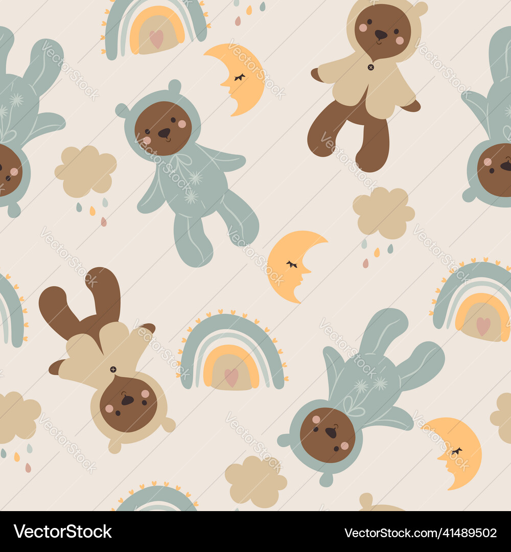 Seamless pattern with cute bears graphics Vector Image