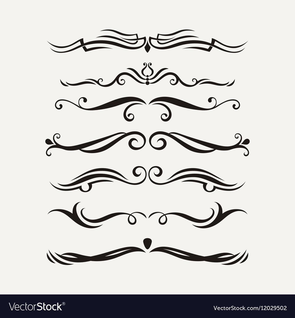 Set elegant curls and swirls elements