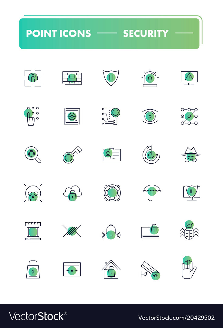 Set of 30 line icons security