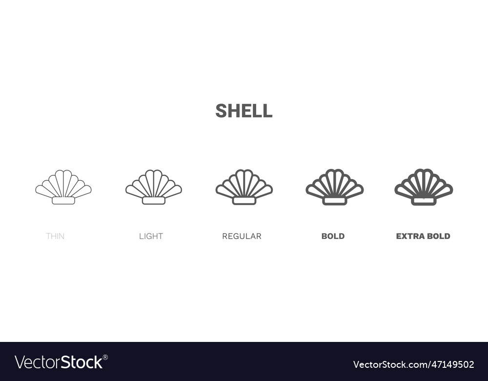 Shell icon thin regular bold and more style vector image Shell icon thin regular bold and more style