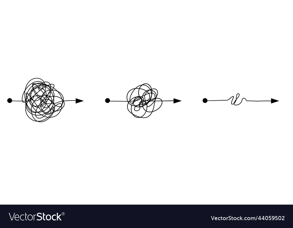 Tangle of lines unraveling the path vector image Tangle of lines unraveling the path