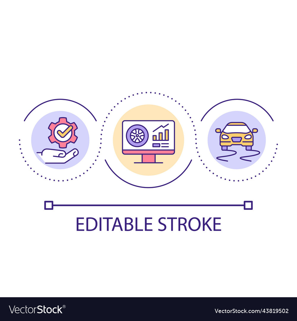 Wheel quality studying loop concept icon vector image Wheel quality studying loop concept icon