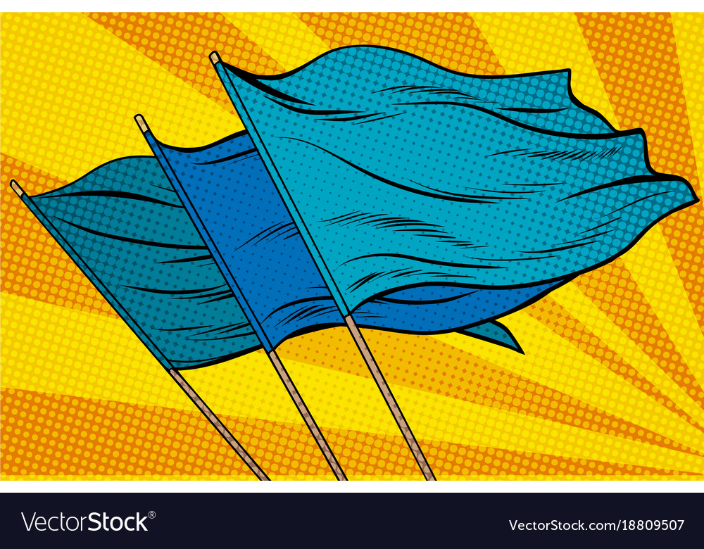 Blue flag pop art background Royalty Free Vector Image