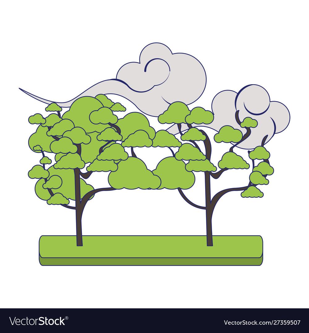 Clouds and trees icon design