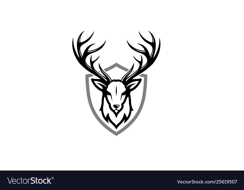 Creative deer black shield logo design symbol Vector Image