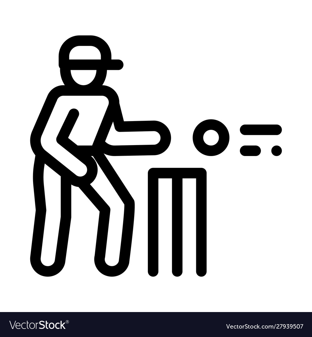 Cricket player throwing ball icon outline