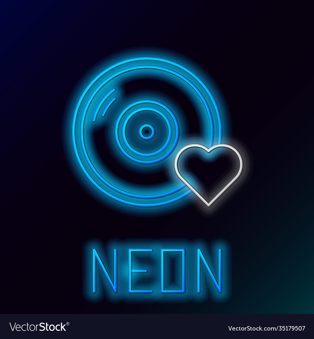 Glowing neon line romantic music icon isolated