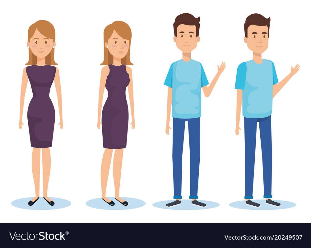 Group of young people poses and styles