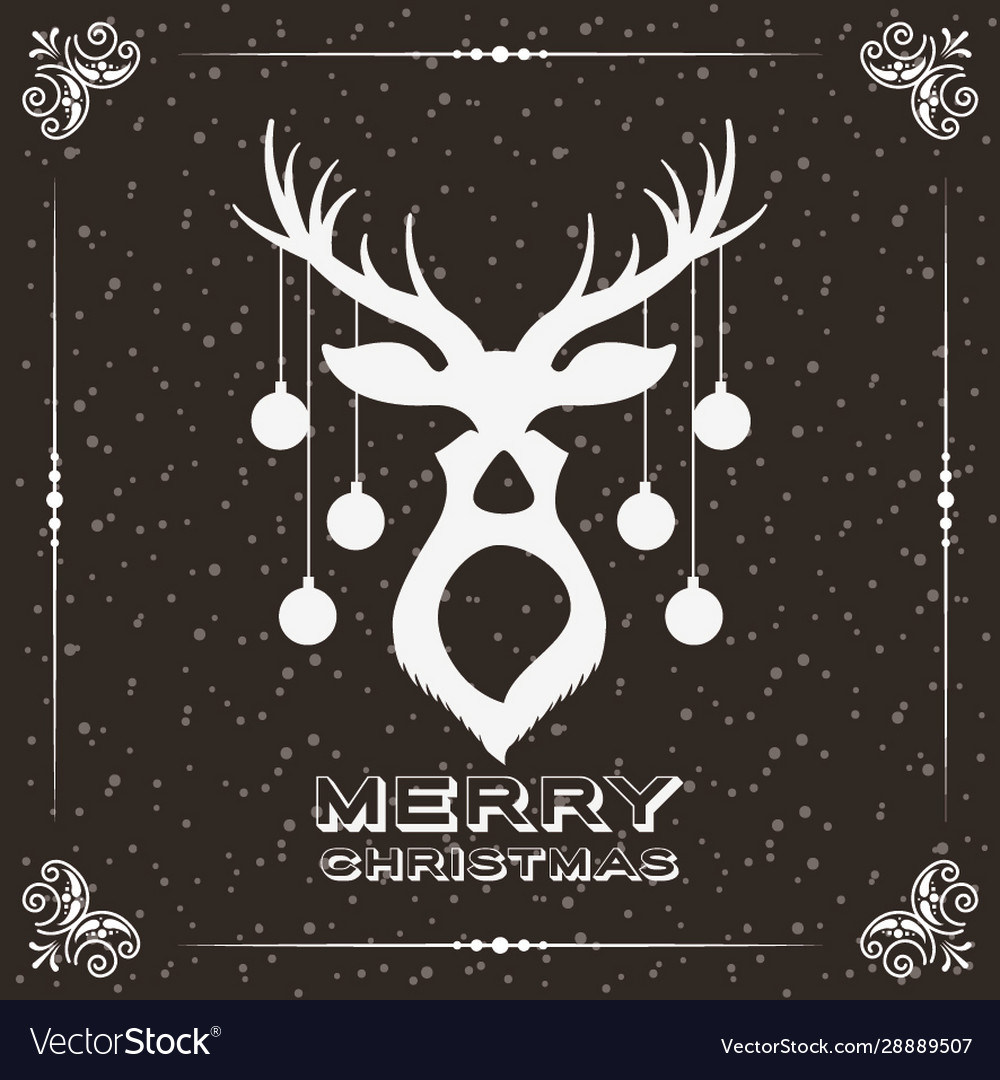 Happy merry christmas card with reindeer