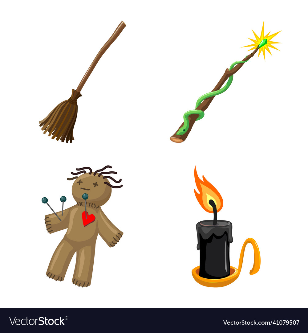 Isolated object of witchcraft and magic sign set vector image Isolated object of witchcraft and magic sign set