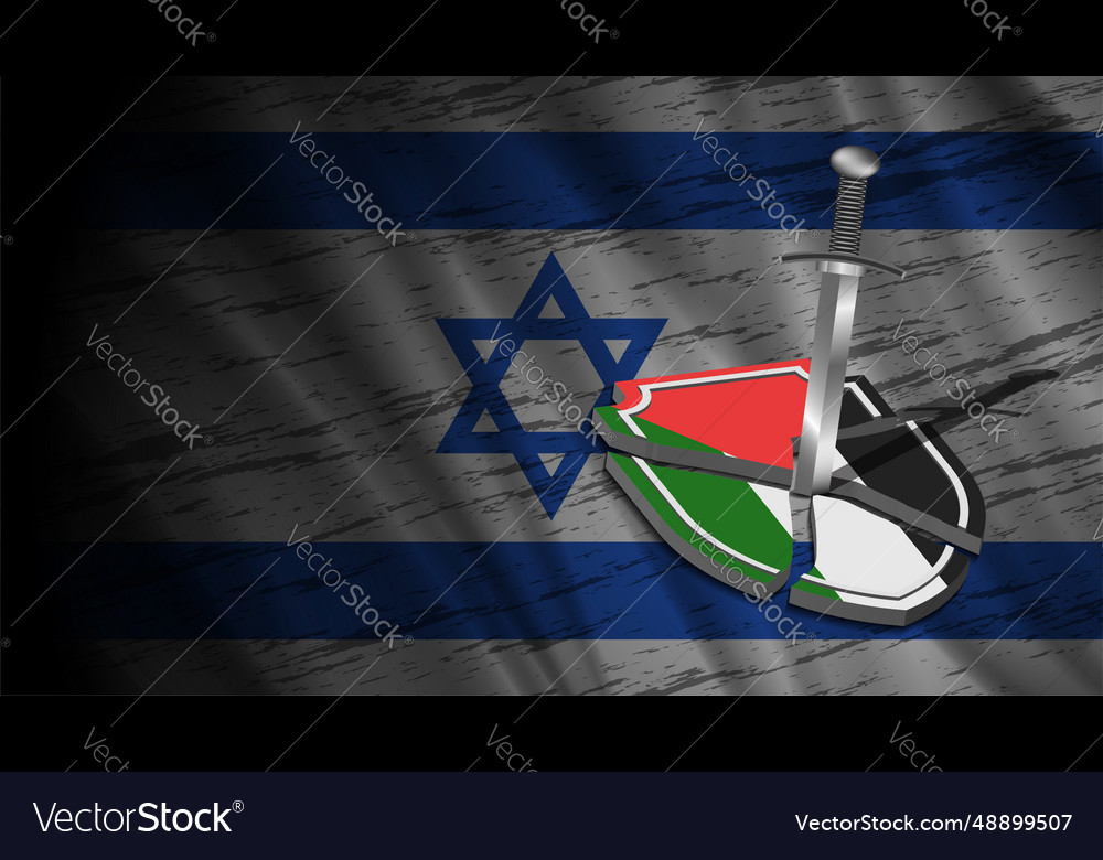 Military banner a shield of palestine split israel