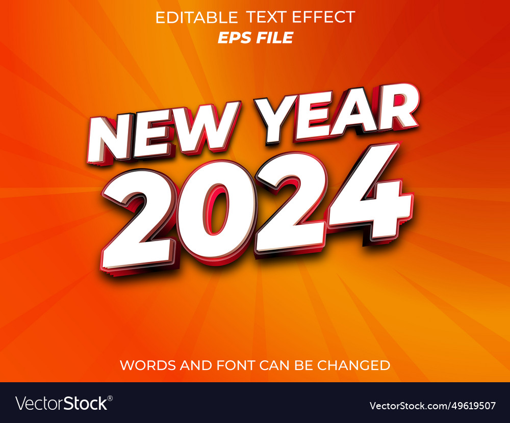 New year 2024 text effect font editable