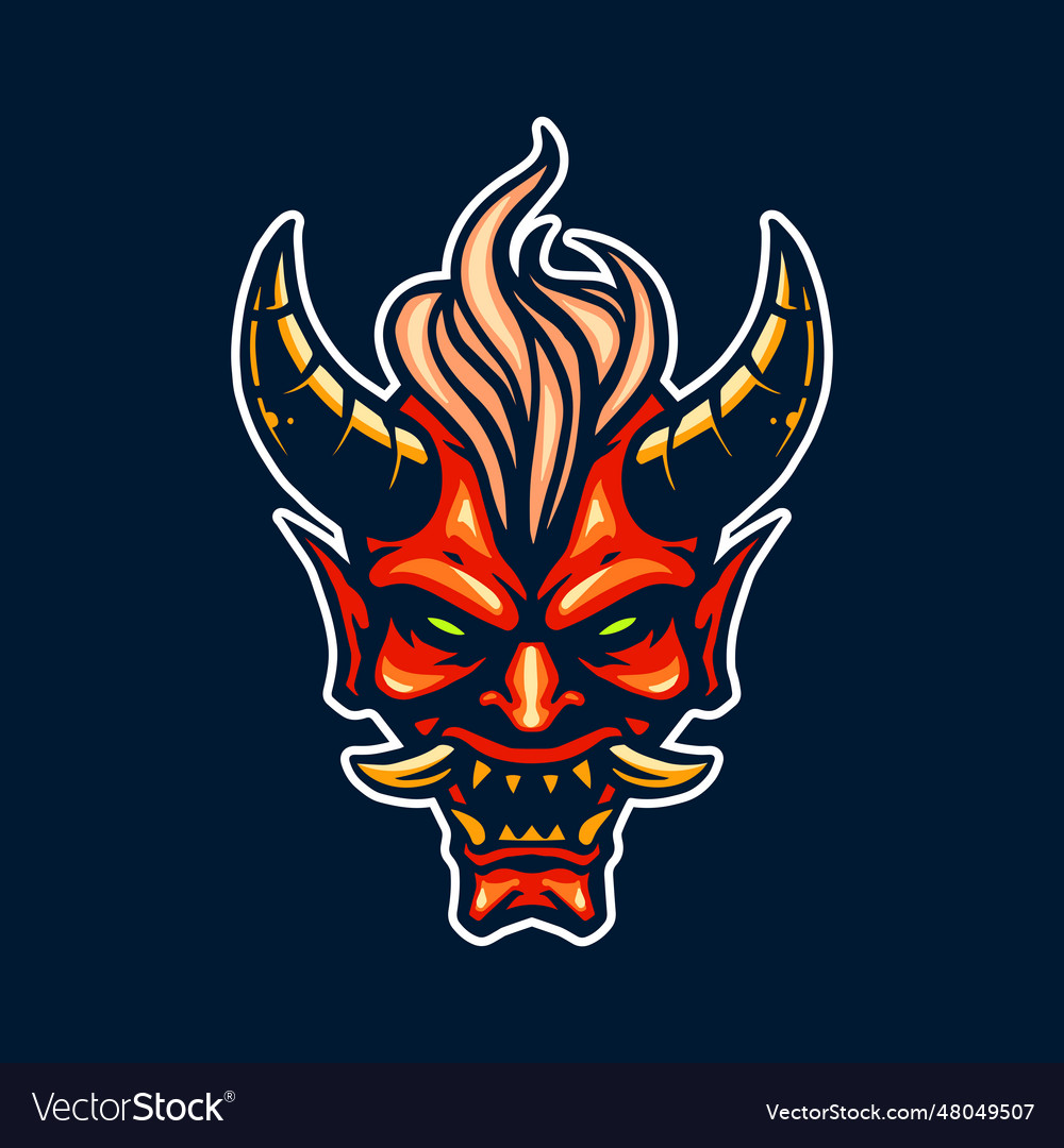 Oni demon mask of samurai Royalty Free Vector Image