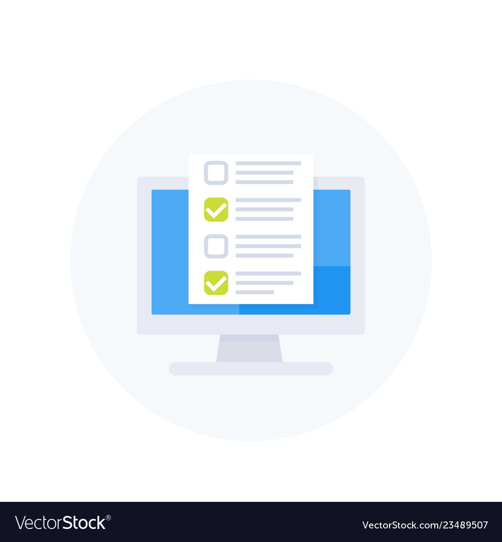 Online survey form check list icon Royalty Free Vector Image