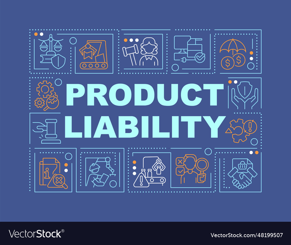 Product liability text with thin line icons