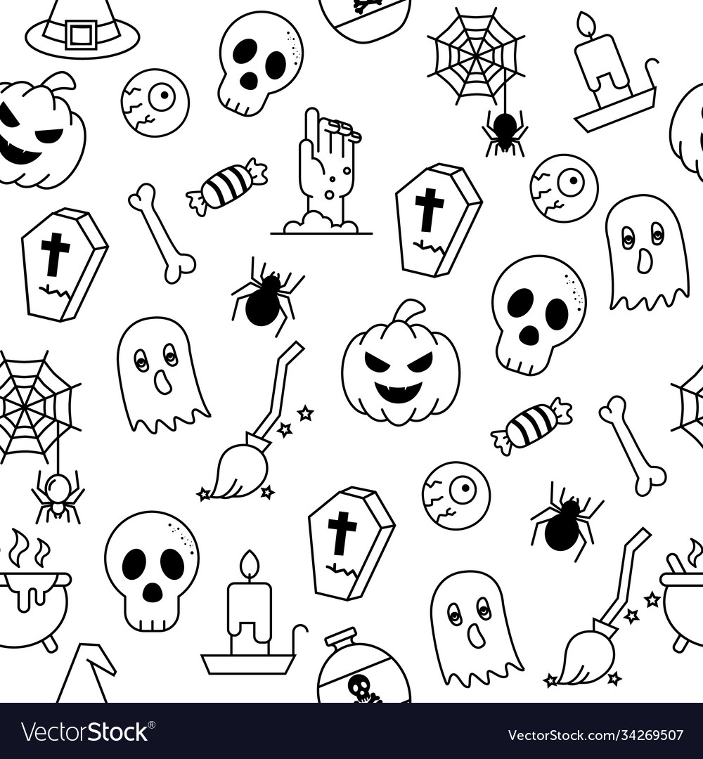Seamless pattern with halloween elements