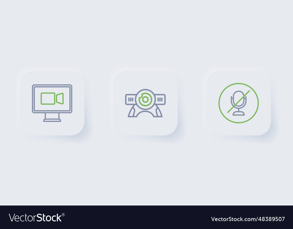 Set line mute microphone web camera and video Vector Image Set line mute microphone web camera and video
