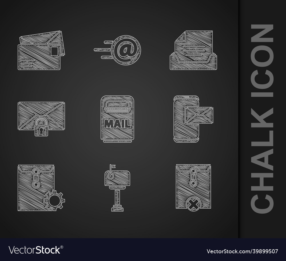 Set mail box delete envelope mobile vector image Set mail box delete envelope mobile